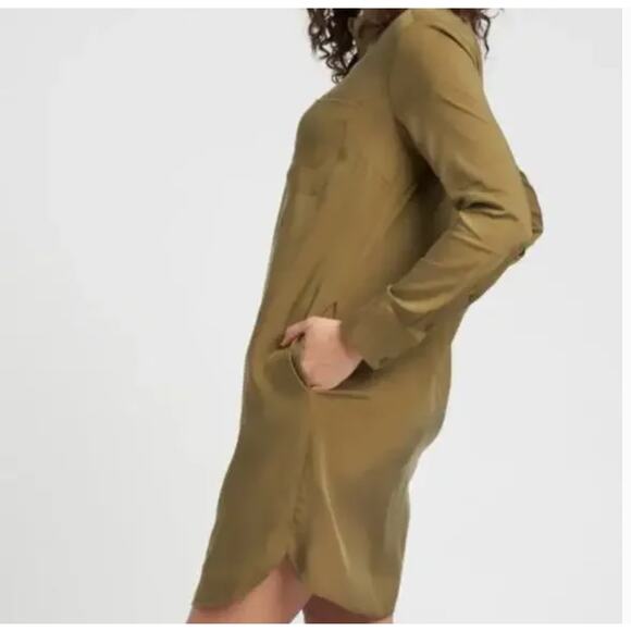Universal Standard Cupro Rubicon Shirt Dress XXS 00 0 NWT Olive Green 4XS Button - Picture 1 of 6